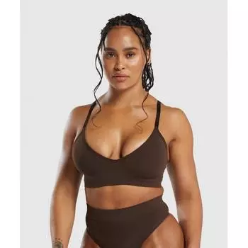 GYMSHARK Бесшовный бюстгальтер с V-образным вырезом Archive Коричневый B6A7K NBY8 XS