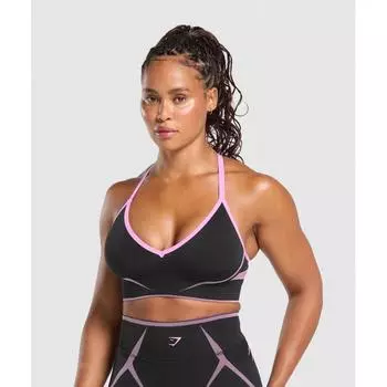Gymshark Бесшовный спортивный бюстгальтер Apex Lift, темно-фиолетовый, кисло-розовый B4b3j Pb9n XS