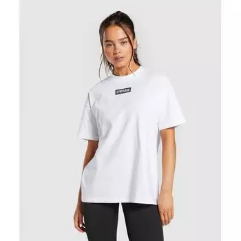Gymshark Block Oversized T shirT whiTe B6a3z Wb86 XXS