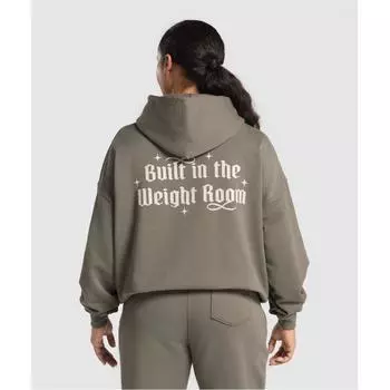 Gymshark Built In The Weight Room Hoodie Camo Brown B2b2h Nby9 XS