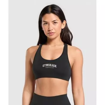 Gymshark Бюстгальтер-бюстгальтер Lifestyle Club Cotton Bralette черного цвета B2c4a Bb2j XS