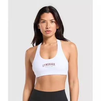 Gymshark Бюстгальтер-бюстгальтер Lifestyle Club Cotton B2c4a Wb57, белый XS