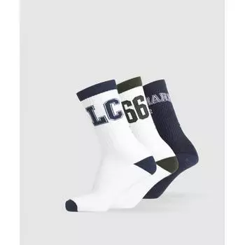 Gymshark Collegiate Crew Socks 3pk White Heavy Blue Trail Green I1b9z Wdmr S