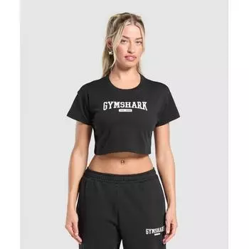 Gymshark Collegiate Lifestyle Crop Top Black B2c1e Bb2j S