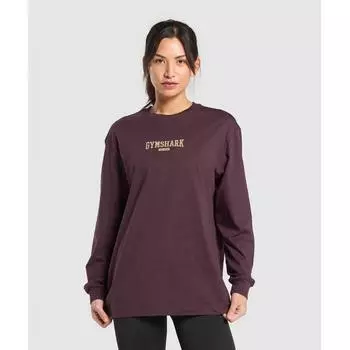 Gymshark Collegiate Lifestyle топ с длинным рукавом, глубокий фиолетовый B2c1g Pbzv XS