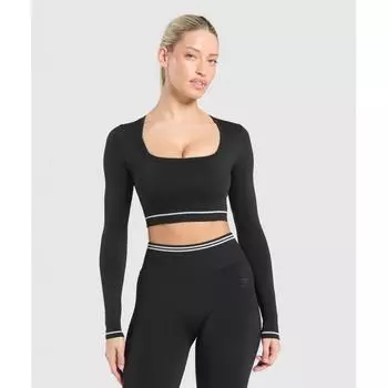 Gymshark Contrast Seamless Crop Top Black B2c1f Bb2j XS