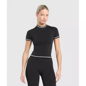 Gymshark Contrast Seamless Midi Tee Black B2c1j Bb2j XS