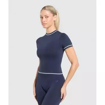 Gymshark Contrast Seamless Midi Tee Heavy Blue B2c1j Uctn XXS