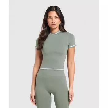 Gymshark Contrast Seamless Midi Tee Unit Green B2c1j Ecjf XS
