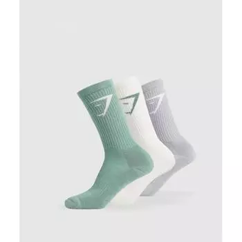 Gymshark Crew Socks 3pk Celeste Blue Metal Purple Soft White I3a3p Udgr S