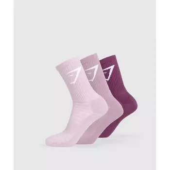 Gymshark Crew Socks 3pk Magenta Purple Soft Purple Warm Lilac I3a3p Pb1q L