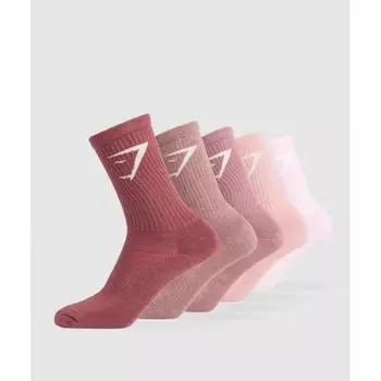 Gymshark Crew Socks 5pk Washed Berry Pink Chestnut Pink Calm Pink Lift Pink Ice Pink I3a1y Kcq8 S