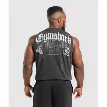 Gymshark Distressed Graphic Tank Black Acid Wash A1b7r Bb4v S
