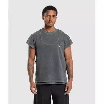 GYMSHARK Двухслойная футболка черного цвета A5A1M BB81 XS