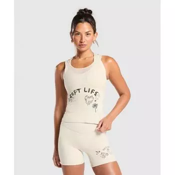 Gymshark Elevate Tattoo Graphic Shelf Tank Cream Beige B9a6o Wcmz XS
