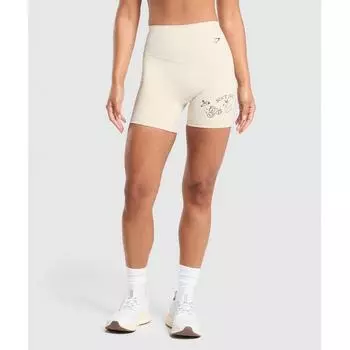 Gymshark Elevate Tattoo Graphic Shorts Cream Beige B7a5a Wcmz M