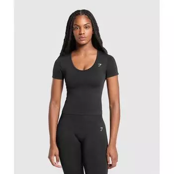 Gymshark Everyday Бесшовная облегающая футболка с круглым вырезом, черная B3b1o Bb2j XS