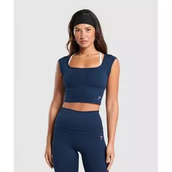 GymShark Everyday C S Trend Crop Top Navy B9a4w Ub9p S