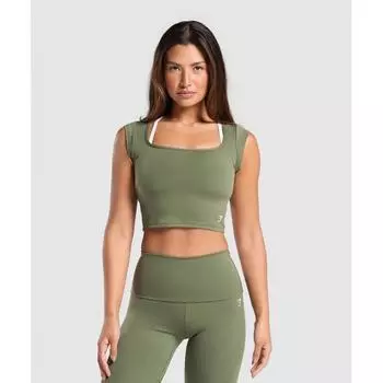 GymShark Everyday C S Trend Crop Top Core Olive B9a4w eCbg S
