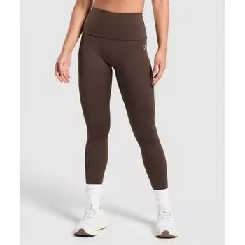 Gymshark Everyday Foldover Leggings Archive Brown B1b7g Nby8 XS