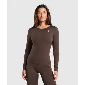 Gymshark Everyday Open Back Long Sleeve Top Archive Brown B9a5q Nby8 L