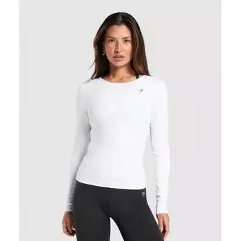 Gymshark Повседневный топ с открытой спиной и длинными рукавами, белый B9a5q Wb57 XL