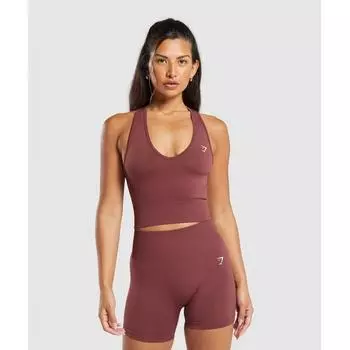 Gymshark Everyday Seamless Crop Tank Burgundy Brown B7a3h Rbqv L