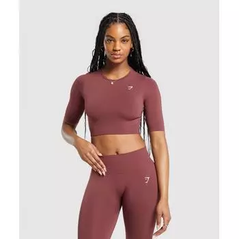 Gymshark Everyday Seamless Crop Top Burgundy Brown B8a4p Rbqv XS