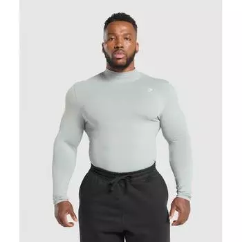 Gymshark Everyday Seamless Mock Long Sleeve T shirT Silver Grey A1b8a Gcb1 XS