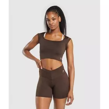 Gymshark Everyday Trend Crop Top Archive Brown B9a4w Nby8 M
