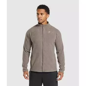Gymshark Флисовая куртка на молнии Camo Brown Sand Brown A7a5e Nb5m XS