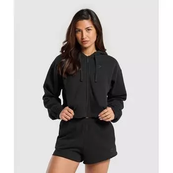 GYMSHARK Флисовая толстовка на молнии, черная B8A7J BB2J XL
