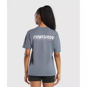 GYMSHARK Fraction Oversized T Shirt Iron Blue B3A6L UCTM