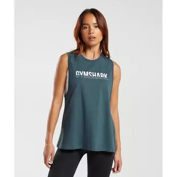 GYMSHARK Fraction Tank Smokey Teal B3A6V TBJ2
