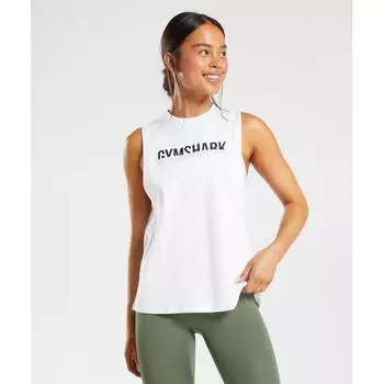 Gymshark Fraction Tank White B3a6v Wbbm XXS