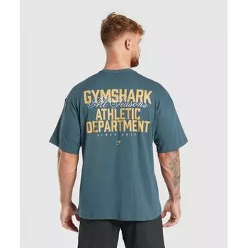 Gymshark Футболка ATHLETIC DEPARTMENT, цвет «Cargo Blue» A7a2o uctp XS