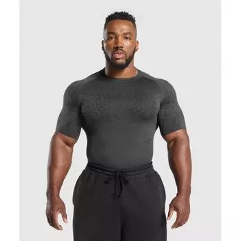 Gymshark Футболка бесшовная TecTonic Asphalt Grey Black A1b1p gcwT XS