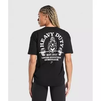 Gymshark Футболка большого размера Heavy Duty, черная B1c9c Bb2j XS