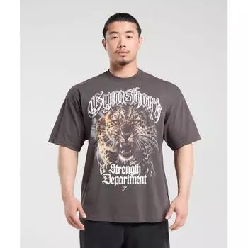 Gymshark Футболка большого размера с принтом животных Отдел прочности Серо-фиолетовая A1c4w Pbvr M