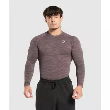 Gymshark Футболка Geo Animal Seamless с длинным рукавом, цвет: стальной, фиолетовый, черный A6a7r Pb05 XS
