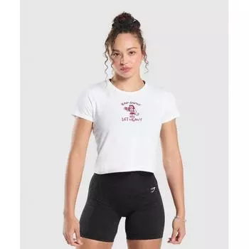 Gymshark Футболка Lifting Club Graphic Baby белая B2B7X WB57