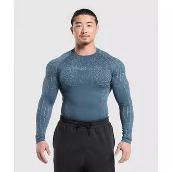 Gymshark Футболка с длинным рукавом TecTonic Cargo Blue Cool Blue A1b1q UC4f XS