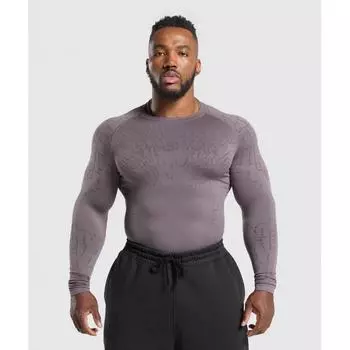Gymshark Футболка с длинным рукавом TecTonic, матовая, фиолетовая, серо-фиолетовая A1b1q Pb1k XS
