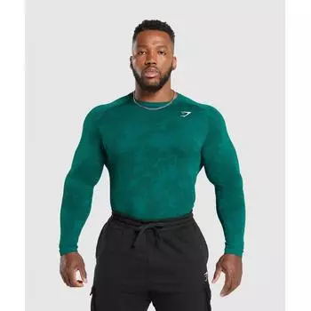 Gymshark Футболка с геометрическим узором и длинными рукавами MoTivate Teal Strong Teal A5a2c Tbrh 3XL
