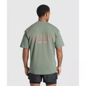 Gymshark Футболка с графическим принтом для бега, зеленая, A7a2k Ecjf XS