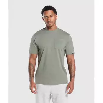Gymshark Футболка с карманом, цвет зеленый a7a2T Ecjf XS