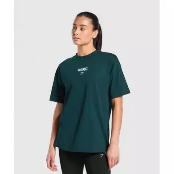 Gymshark Футболка с принтом для бега и больших размеров, цвет: прочный бирюзовый B2b3y Tbqq XS