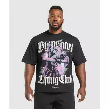 Gymshark Футболка с рисунком добермана, черная A2b7s Bb2j S