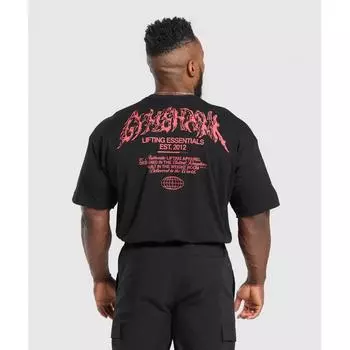 Gymshark Футболка с рисунком Metal Lifting, черная A7a2s Bb2j XS