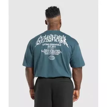 Gymshark Футболка с рисунком Metal Lifting, цвет «Cargo Blue» A7a2s ucTp XS